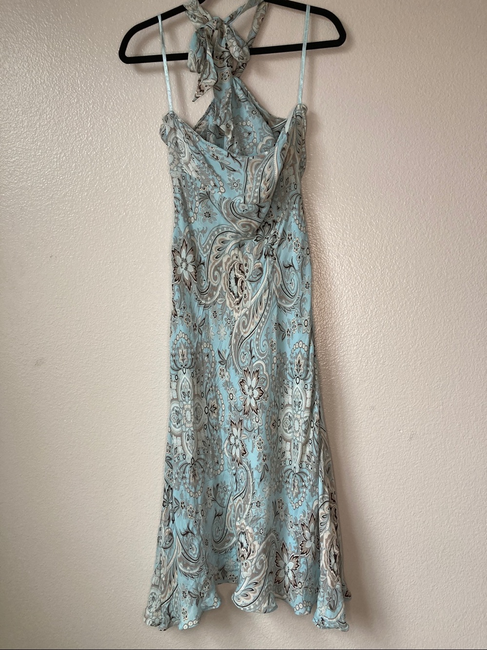 Vintage Y2K Ann Taylor silk bias cut halter tie neck paisley floral dress sz 6 - Picture 2 of 15